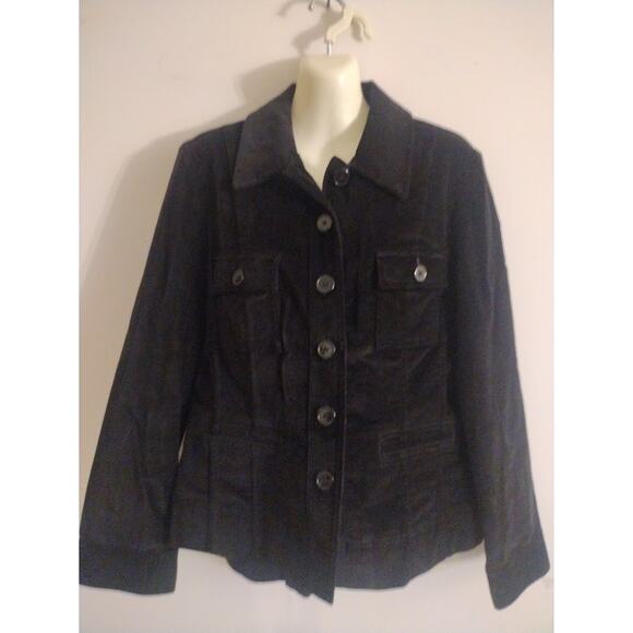 Talbots Stretch Velour Unlined Jacket, with Pockets, Black, Sz 10 NWOT - Picture 1 of 6